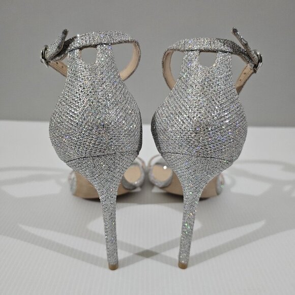 Stuart Weitzman Nudistcurve 100 Womens 8.5 Glam Glitter New Noir Strappy Sandal - Picture 10 of 14